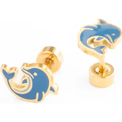 Pip Pop Kids'  Dolphin Stud Earrings In Blue