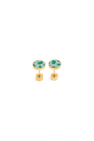Pip Pop Kids'  Earth Stud Earrings In Gold