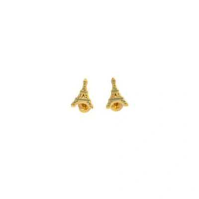 Pip Pop Kids'  Eiffel Tower Stud Earrings In Gold