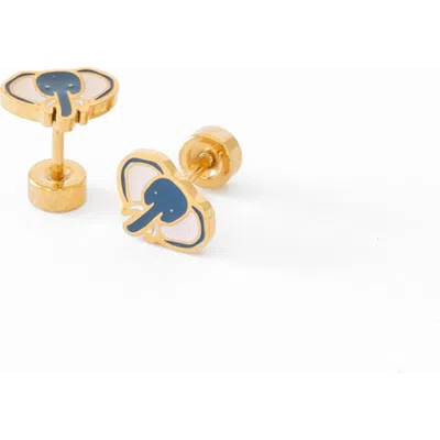 Pip Pop Kids'  Elephant Stud Earrings In Gold