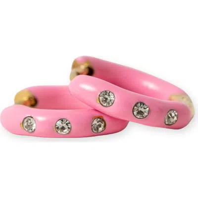 Pip Pop Kids'  Enamel Diamond Hypoallergenic Hoop Earrings In Multi