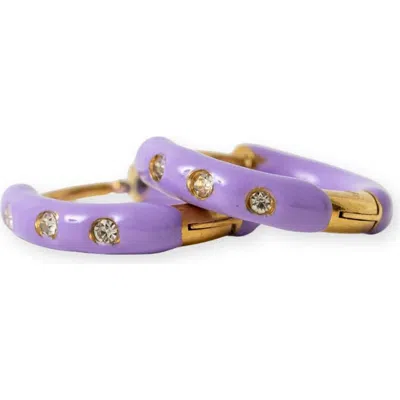 Pip Pop Kids'  Enamel Diamond Hypoallergenic Hoop Earrings In Purple