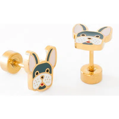 Pip Pop Kids'  Frenchie Stud Earring In Gold