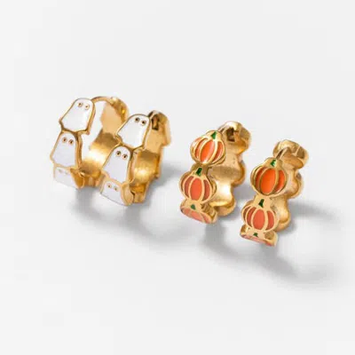 Pip Pop Kids'  Ghost & Pumpkin Hoop Earring Set In Multi