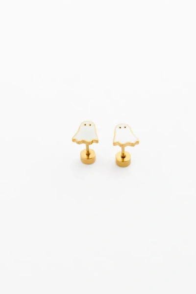 Pip Pop Kids'  Ghost Stud Earrings In Gold