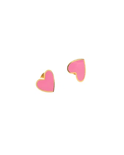 Pip Pop Girl's Enamel Heart Earring In Pink