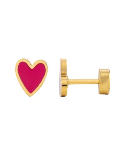 Pip Pop Girl's Enamel Heart Earring In Pink