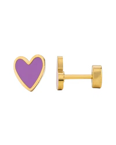 Pip Pop Girl's Enamel Heart Earring In Purple
