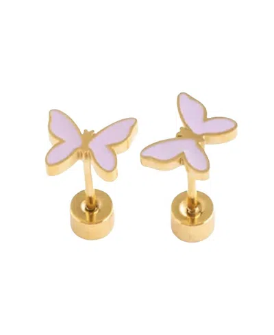 Pip Pop Kids' Girls' Enamel Butterfly Earring In Gold