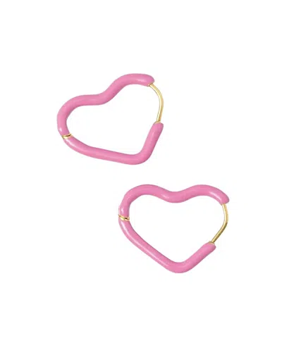 Pip Pop Girls' Enamel Heart Hoop Earring In Pink
