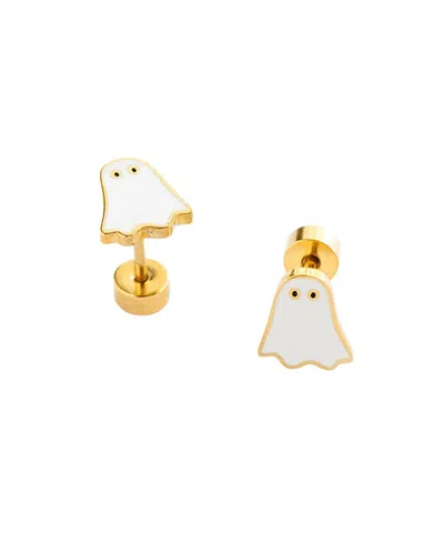 Pip Pop Kids' Girls' Ghost Flatback Stud Hypoallergenic Earrings In Gold