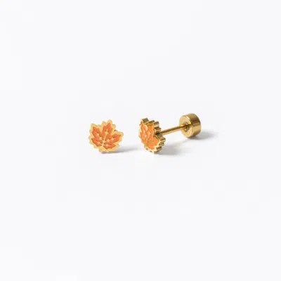 Pip Pop Kids'  Leaf Hypoallergenic Flatback Stud Earrings In Multi