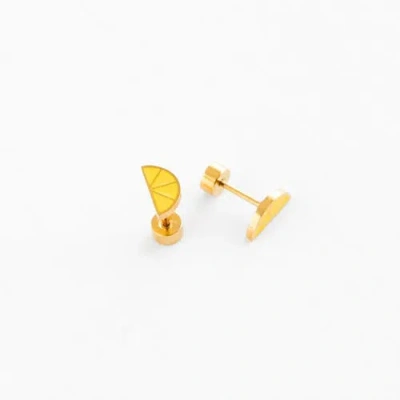 Pip Pop Kids'  Lemon Stud Earrings In Yellow