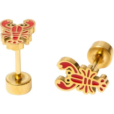 Pip Pop Kids'  Lobster Hypoallergenic Flatback Stud Earrings In Gold