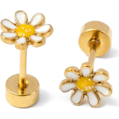 Pip Pop Kids'  Mini Daisy Stud Earrings In Gold