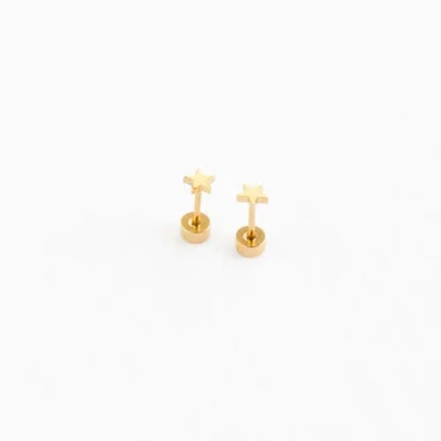 Pip Pop Kids'  Mini Star Stud Earrings In Gold