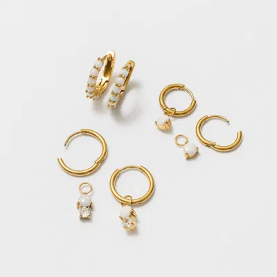 Pip Pop Kids'  Opal Stack Earring Set In Gold