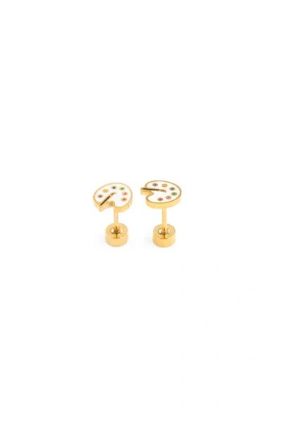 Pip Pop Kids'  Paint Palette Stud Earrings In Gold