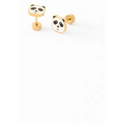 Pip Pop Kids'  Panda Stud Earrings In Gold