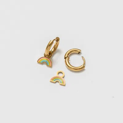 Pip Pop Kids'  Pastel Rainbow Charm & Endless Hoop Earring Set In Gold