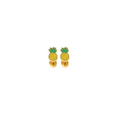 Pip Pop Kids'  Pineapple Stud Earrings In Gold
