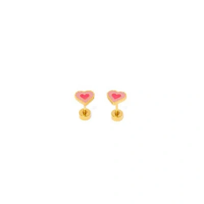 Pip Pop Kids'  Radiant Heart Stud Earrings In Gold