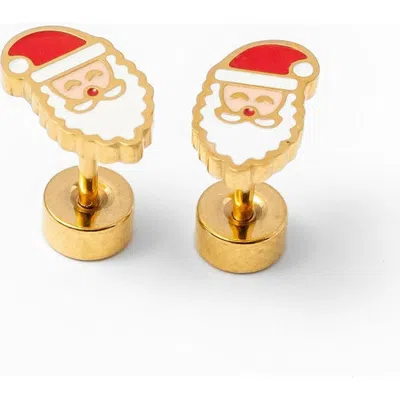 Pip Pop Kids'  Santa Stud Earrings In Gold