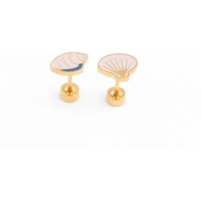 Pip Pop Kids'  Shell Stud Earrings In Gold