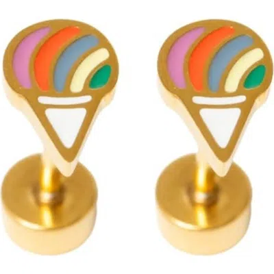 Pip Pop Kids'  Snowcone Stud Earrings In Gold