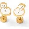 Pip Pop Snowman Stud Earrings In Gold