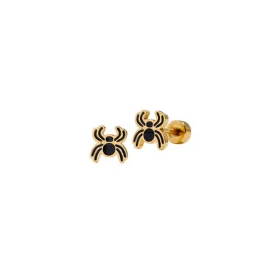 Pip Pop Kids'  Spider Hypoallergenic Flatback Stud Earrings In Black