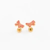 Pip Pop Striped Bow Stud Earrings In Gold