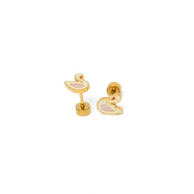 Pip Pop Kids'  Swan Stud Earrings In Gold