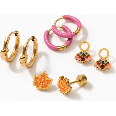 Pip Pop Kids'  Thanksgiving Stack Earrings Set In Multi