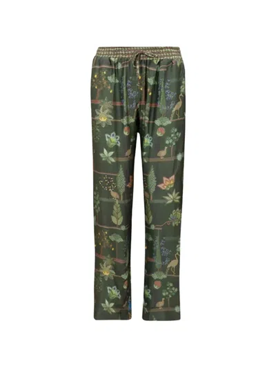 Pip Studio Floral Drawstring Trousers In Green