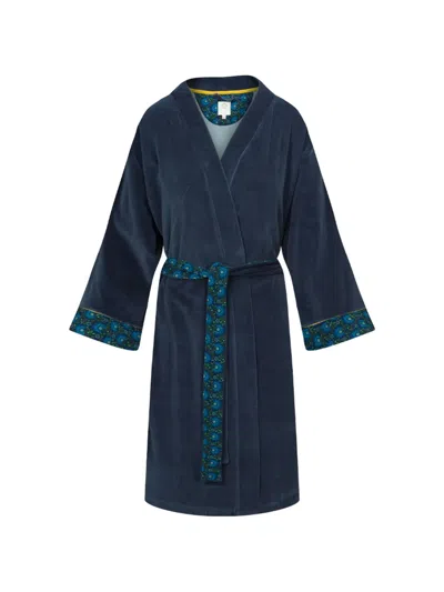 Pip Studio Floral-print Belted Robe In Blue