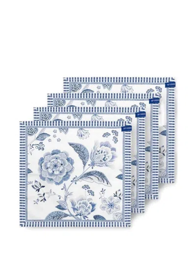 Pip Studio Floral-print Napkins In Blue