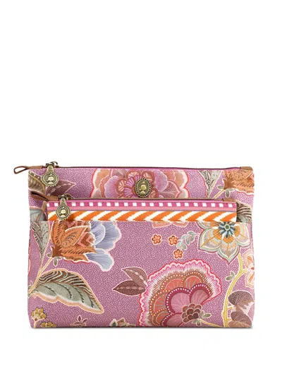 Pip Studio Floral Zip Make Up Bag In Pink