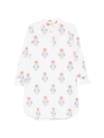 Pip Studio Floral-print Long-sleeve Nightdress In White