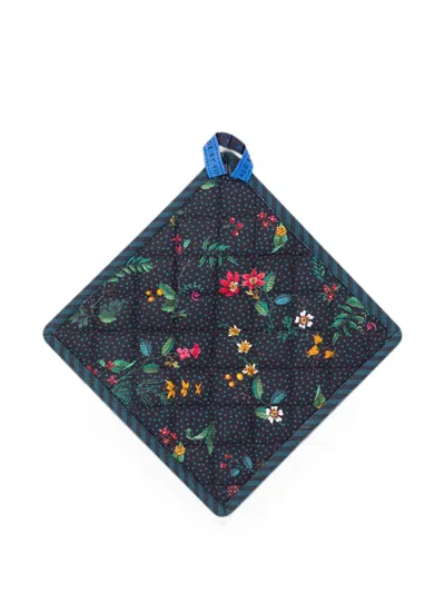 Pip Studio Floral-print Quilted Pot Holder In Blue