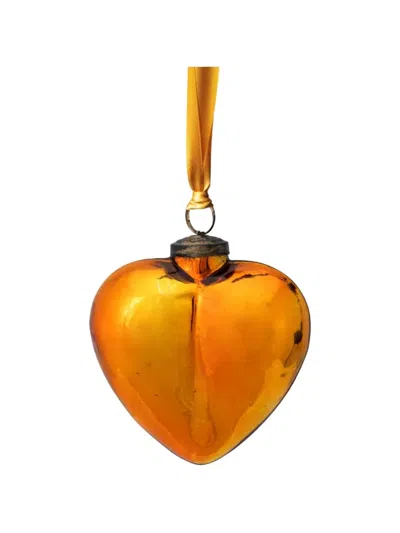 Pip Studio Glass Heart Yellow Ornament In Orange