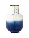 Pip Studio Leaf-print Ombre-effect Vase In Blue