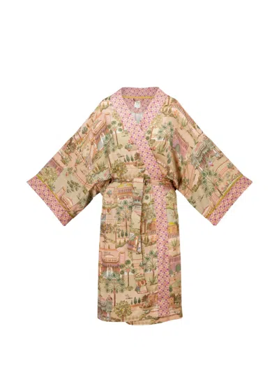 Pip Studio Printed Belted Dressing Gown In Neutral