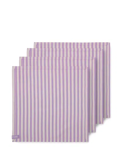 Pip Studio Striped Napkins (set Of Four) In Purple
