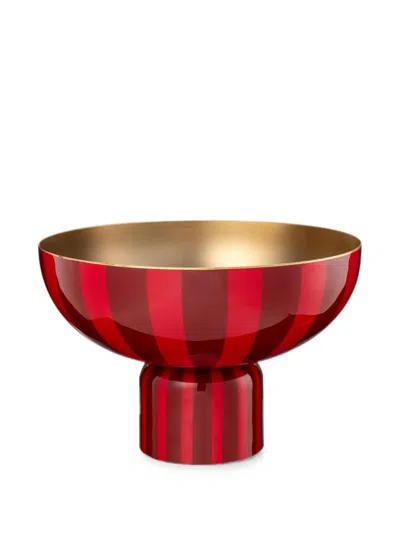 Pip Studio Striped Pedestal Bowl In Red