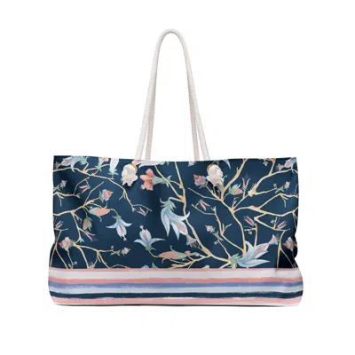 Piper & Fox Women's Blue / Grey Midnight Chinoiserie Mahjong/weekender Bag In Gray