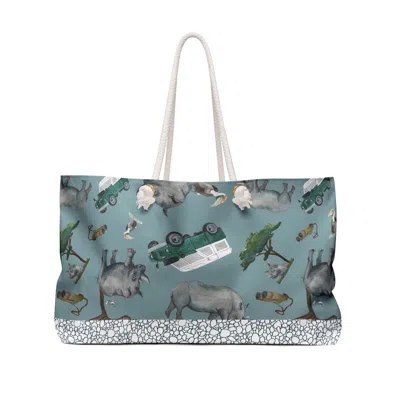 Piper & Fox Women's Blue / Grey Rhino Safari Mahjong/weekender Bag In Gray