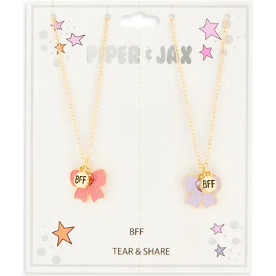 Piper & Jax Kids' Bff 2-pack Bow Charm Necklaces