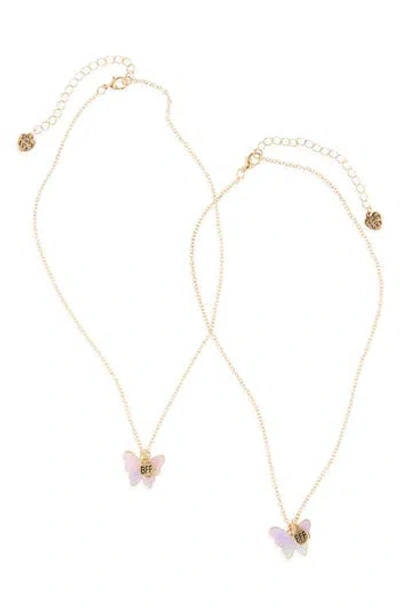 Piper & Jax Kids' Set Of 2 Bff Butterfly Charm Necklaces In Gold