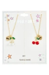 Piper & Jax Kids' Set Of 2 Bff Cherry & Faux Pearl Charm Necklaces
